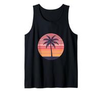 Palm Tree Sunset Retro Minimal Landscape Tank Top