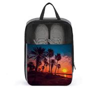 Palm Tree Sunset Shoe Bag Travel Shoe Organizer Water-Resistant Shoe Pouch with Zipper Sneaker Dust Bag, gray, One Size, Modern