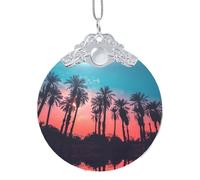 Palm Tree Sunset Xmas Ornament, Hanging Ornaments For Christmas Tree Holiday Decor Creative Gifts