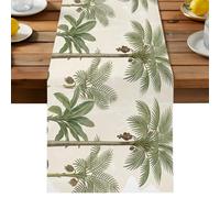 Palm Tree Table Runner, Rustic Vintage Farmhouse Country Green Tropical Forest Cotton and Table Linen Runner for Kitchen Dining Home Decor for Party Festival Holiday Decoration Gift 13x108in