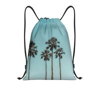 Palm Tree Title: Lightweight Drawstring Duffel Bag â€“ Water-Resistant Foldable Gym Sack with Adjustable Shoulder Strap, Ideal for Sports, Yoga, Travel and School
