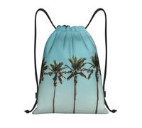 Palm Tree Title: Lightweight Drawstring Duffel Bag â€“ Water-Resistant Foldable Gym Sack with Adjustable Shoulder Strap, Ideal for Sports, Yoga, Travel and School