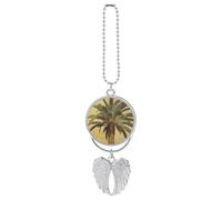 Palm Tree Tropical Car Hanging Ornament Rear View Mirror Pendant Lucky Presents Hanging Ornament Funny Car Pendant for Office Auto Home Decoration Silver-style