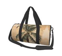 Palm Tree Tropical Duffle Bag with Shoes Compartment and Adjustable Strap,Foldable Travel Duffel Bags for Men Women,Waterproof Duffel Bags