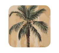 (Palm Tree Tropical) Leather Coaster Set Of 6 Premium Square Drink Coasters For Home Office Restaurant Bar
