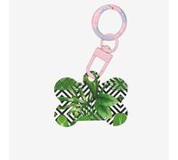 Palm Tree Tropical Plant Printing Acrylic Dog Bone Ornament,Dog Tags Personalized Pet Ornament, Key Chain Bone Shaped Id Tags