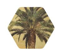 Palm Tree Tropical Printed Coasters Set of 4, Tabletop Protection Leather Coasters for Cup Drinks Coffee Pads Beer Bar Mat Gifts, Hexagon