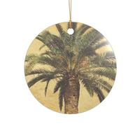 Palm Tree Tropical Printed Round Shape Xmas Ornaments 1PCS, Christmas Acrylic Pendant Hanging for Xmas Tree Home Indoor Outdoor Decor 1