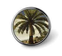 Palm Tree Tropical Round Badge for Men Women, Durable & Stylish Lapel Pins, Lightweight Metal Badges for Shirts, Jackets, Hats