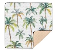 Palm Tree White Pattern Soft Thick Baby Playmat for Floor Comfortable Tummy Time Activity Mat for Babies Infants Toddlers, 50'' x 50''