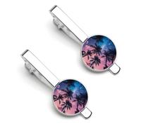Palm Trees 1 Pair Men's Tie Clips Lightweight Necktie Tie Bars for Business Wedding Suit
