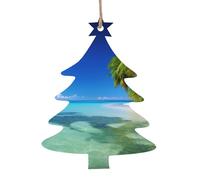 Palm Trees And Clear Sea Christmas Wooden Pendant, Stylish And Cute In Design, A Foil For The Festive Atmosphere