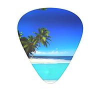 Palm Trees And Clear Sea Guitar Plectrums Classical Triangle Bass Acoustic And Electric Guitar Plectrums For Guitarists 12 Pieces