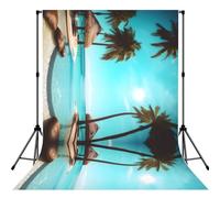 Palm Trees and Clear Sea Print 5×7ft Photo Backdrop, Seamless Background Cloth for Studio and Portrait Photography(No Stand)