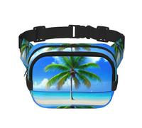 Palm Trees and Clear Sea print Print Square Waist Purse Double Layer Fanny BagTrendy Travel Waist Bag for Men and Women, Black, One Size, Black, One Size