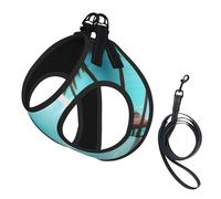 Palm Trees and Clear Sea Print Soft Mesh Dog Harness and Leash Set Pet Puppy Cat Comfort Padded Vest No Pull Harnesses
