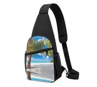 Palm Trees and Clear Sea -Print Waterproof Chest Pack for Hiking & Travel-Adjustable Strap,Lightweight Design with Multiple Pockets.