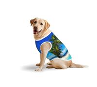 Palm Trees And Clear Seaprint Large Pets Vest Breathable Sleeveless Tank Top Apparel Cozy Lightweight T-Shirt