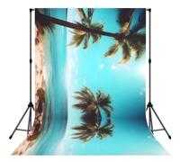 Palm Trees and Sea Print 5×7ft Photo Backdrop, Seamless Background Cloth for Studio and Portrait Photography(No Stand)