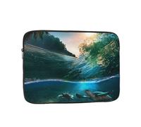 Palm Trees And Sea Turtles Diving Underwater Printed Laptop Sleeve For 15 Inch Laptop, Shockproof Oxford Fabric Laptop Protective Case Laptop Bag