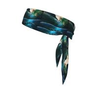 Palm Trees And Sea Turtles Diving Underwater Printing One-Pack Tie Headbands Moisture Wicking Athletic Sports Head Band For Men And Women