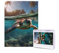 Palm Trees and Sea Turtles Diving Underwater Puzzle for Adults 500 Pieces Personalized Jigsaw Puzzles from Photos, Challenging Puzzle Perfect for Game Nights, Wooden Puzzles Gift for Holiday Birthday
