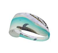 Palm Trees And Sea Turtles Print Sports Headbands For Men Women, Moisture Wicking Sweat Band Elastic Wide Hair Bands,For Running, Cycling, Basketball, Gym Exercise, Football
