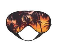 Palm Trees and Sunset Eyes Sleep Mask Adjustable Strap Sleeping Eye Mask Light Blocking Blindfold Eye Sleep Shade Cover Bedtime Blackout Eyeshade for Yoga Nap Travel