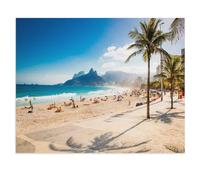 Palm Trees and Two Brothers Mountain on Ipanema Beach, Rio de Janeiro，Jigsaws Puzzles 1000 Pieces Classic Jigsaws Educational Games Toys，Best Gift for Adults and Kids（75x50cm）-W30