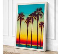 Palm Trees at Dusk Coastal Canvas Wall Art Print 18x12 Inch