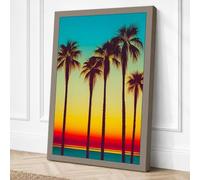 Palm Trees at Dusk Coastal Canvas Wall Art Print 18x12 Inch (46 x 30 cm)