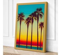 Palm Trees at Dusk Coastal Canvas Wall Art Print 24x16 Inch (61 x 41 cm)