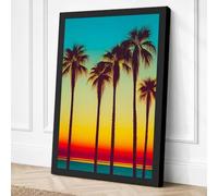 Palm Trees at Dusk Coastal Canvas Wall Art Print 30x20 Inch (76 x 51 cm)