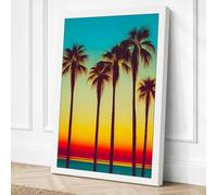 Palm Trees at Dusk Coastal Canvas Wall Art Print 36x24 Inch (91 x 61 cm)