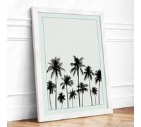 Palm Trees at Dusk Minimalist Framed Wall Art Print A1 (84.1×59.4cm) White, Wall Decor for Living Room, Bedroom, Office & Home, Ready to Hang, Art Gift