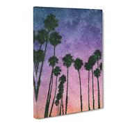 Palm Trees At Sunset Painting Modern Canvas Wall Art Print Ready to Hang, Framed Picture for Living Room Bedroom Home Office Décor, 30x20 Inch (76x50 cm)