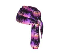 Palm Trees at Sunset Print Head Scarf Cycling Cap Under Helmet Breathable Quick Dry Tie Back Modern Fit Motorcycle Liner