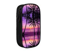 Palm Trees at Sunset Print Pencil Case Coin Key Card Bag Purse Large Pen Pouch for Kids Boys School Office