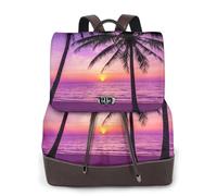 Palm Trees at Sunset Print Women Fashion Backpack Ladies Pu Leather Backpacks Handbag Waterproof Rucksack Travel Backpack with Flap