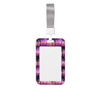 Palm Trees at Sunset Printed Id Badge Holder with Neck Strap Vertical Waterproof Name Card Holder for Office School