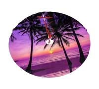 Palm Trees At Sunset Printing Christmas Tree Skirt With 3 Red Rope Ties Xmas Trees Mat Soft Farmhouse Holiday Decoration