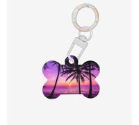 Palm Trees at Sunset Printing Cute Acrylic Dogs Tag Double Side Bone Shap Id Tags with Keychain for Pet Crafts Decorations