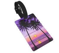 Palm Trees at Sunset Secure Luggage Tags Labels â€ PVC Suitcase Baggage Tags, Luggage Identifier, Travel Luggage Tag with Name Id Card for Suitcases