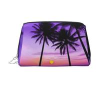 Palm Trees at Sunset Stylish Portable Cosmetic Bag with Full-Print Design â€“ Durable PVC Leather Makeup & Toiletry Organizer for Home & Travel Use