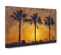 Palm Trees At Sunset Vol.1 Canvas Print | Gallery Wrapped 30mm Frame Wall Art | 30x20 inches | Ready to Hang | Modern Floral Picture | Living Room Bedroom Lounge Office