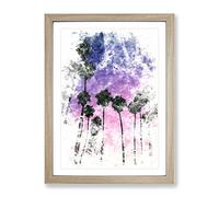 Palm Trees At Sunset Watercolour Modern Framed Print | A3 Oak Framed Wall Art | Ready to Hang | Modern Floral Picture | Living Room Bedroom Lounge Office