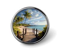 Palm Trees Beach Sea Ocean Badge Holder Personalized Metal Button Pin Fashion Round Badge with Pattern Pin DIY Button Badges Exquisite Brooch Crafts Gift Clothes Decorative Pins