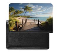 Palm Trees Beach Sea Ocean Passport Holder Passport Wallet Document Organizer Protector PU Leather Card Slot Travel Accessories