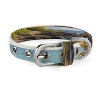 Palm Trees Beach Sea Ocean Pet Collar Oxford Adjustable Safety Dog Collars Cute Outdoor Training Pet Collars Easy Clean Floral Print Puppy Collar for City Pet Owners