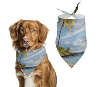 Palm Trees Beach Sea Ocean Pet Scarf Adjustable Pet Accessories Triangular Scarf Washable Floral Print Puppy Bib Bandana Stylish Comfortable Cat Scarves for Holiday Scarfs